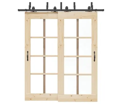 Bīdāmo Durvju Sistēma, 200 Cm, Melns Tērauds Vidaxl