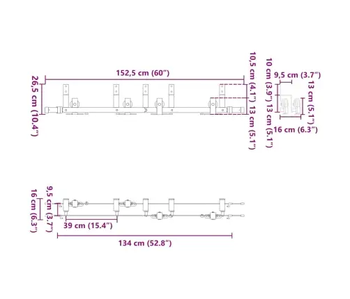 Bīdāmo Durvju Sistēma, 152,5 Cm, Melns Tērauds Vidaxl