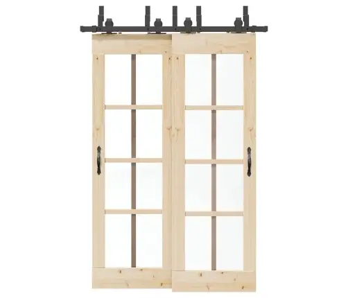 Bīdāmo Durvju Sistēma, 152,5 Cm, Melns Tērauds Vidaxl