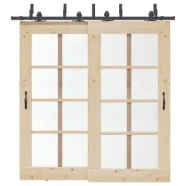 Bīdāmo Durvju Sistēma, 213,5 Cm, Melns Tērauds Vidaxl