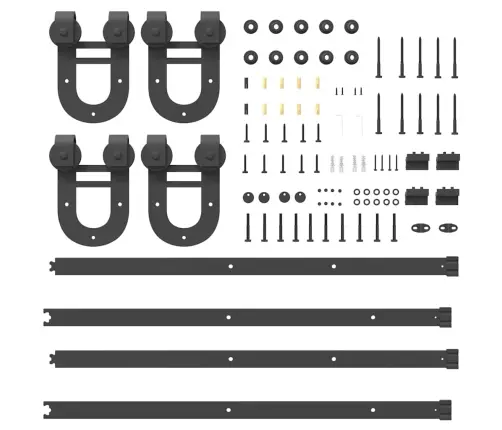 Stumdomų Durų Įrangos Rinkinys, Juodos Spalvos, 183 cm Plienas