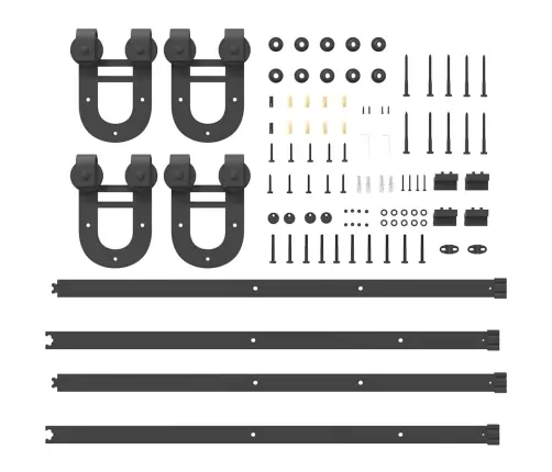 Bīdāmo Durvju Sistēma, 200 Cm, Melns Tērauds Vidaxl