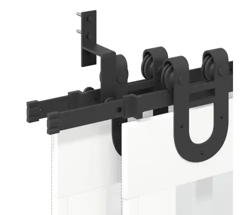 Bīdāmo Durvju Sistēma, 200 Cm, Melns Tērauds Vidaxl