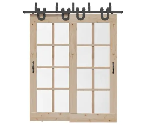 Bīdāmo Durvju Sistēma, 200 Cm, Melns Tērauds Vidaxl