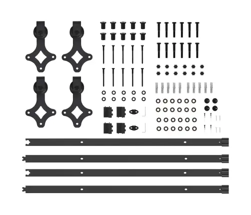 Bīdāmo Durvju Sistēma, 213,5 Cm, Melns Tērauds Vidaxl