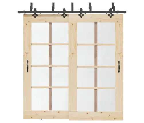 Bīdāmo Durvju Sistēma, 213,5 Cm, Melns Tērauds Vidaxl