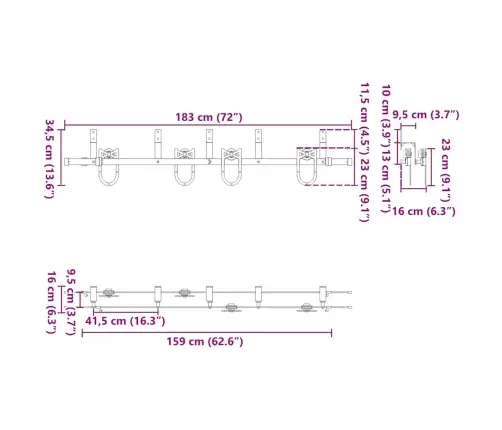 Bīdāmo Durvju Sistēma, 183 Cm, Melns Tērauds Vidaxl