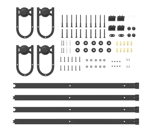 Bīdāmo Durvju Sistēma, 183 Cm, Melns Tērauds Vidaxl