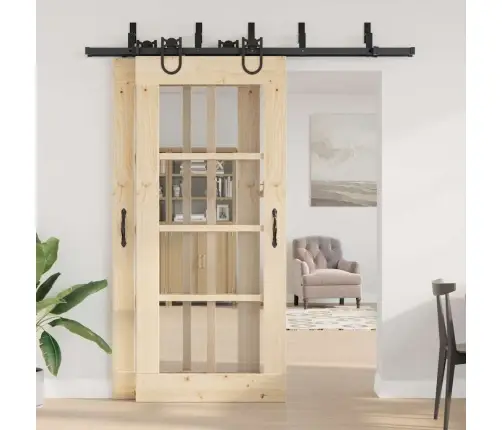 Stumdomų Durų Įrangos Rinkinys, Juodos Sp., 200cm Plienas