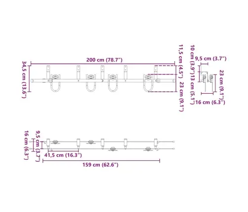 Stumdomų Durų Įrangos Rinkinys, Juodos Sp., 200cm Plienas