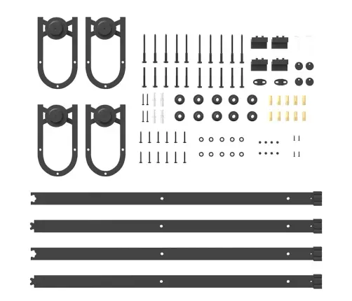 Stumdomų Durų Įrangos Rinkinys, Juodos Sp., 200cm Plienas