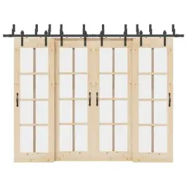 Bīdāmo Durvju Sistēma, 305 Cm, Melns Tērauds Vidaxl