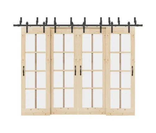 Bīdāmo Durvju Sistēma, 305 Cm, Melns Tērauds Vidaxl