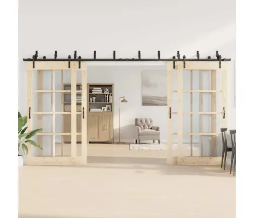 Bīdāmo Durvju Sistēma, 427 Cm, Melns Tērauds Vidaxl