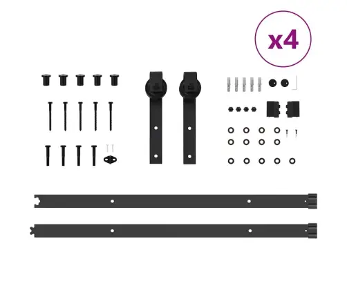 Bīdāmo Durvju Sistēma, 427 Cm, Melns Tērauds Vidaxl