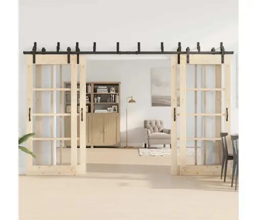 Bīdāmo Durvju Sistēma, 366 Cm, Melns Tērauds Vidaxl