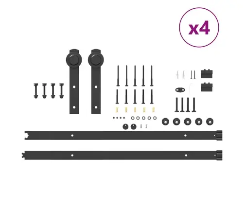 Bīdāmo Durvju Sistēma, 366 Cm, Melns Tērauds Vidaxl