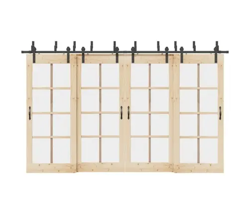 Bīdāmo Durvju Sistēma, 366 Cm, Melns Tērauds Vidaxl