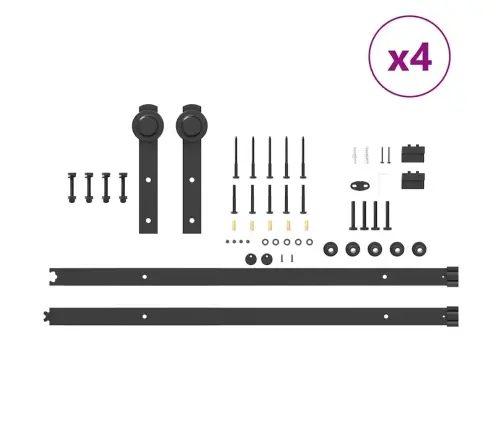 Bīdāmo Durvju Sistēma, 400 Cm, Melns Tērauds Vidaxl