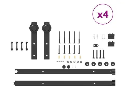Bīdāmo Durvju Sistēma, 305 Cm, Melns Tērauds Vidaxl