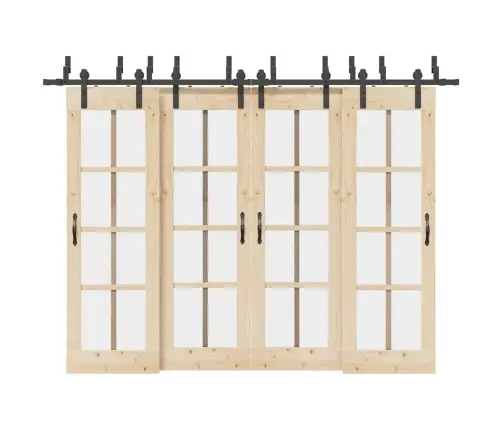 Bīdāmo Durvju Sistēma, 305 Cm, Melns Tērauds Vidaxl