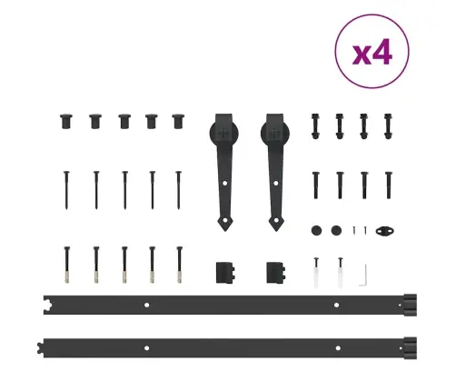 Bīdāmo Durvju Sistēma, 305 Cm, Melns Tērauds Vidaxl