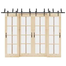 Bīdāmo Durvju Sistēma, 305 Cm, Melns Tērauds Vidaxl