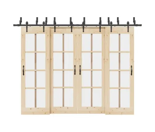 Bīdāmo Durvju Sistēma, 305 Cm, Melns Tērauds Vidaxl