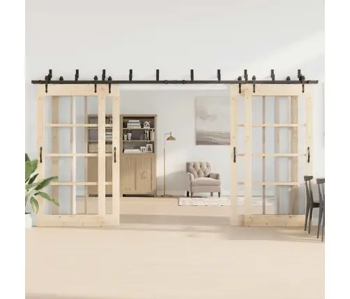 Bīdāmo Durvju Sistēma, 427 Cm, Melns Tērauds Vidaxl