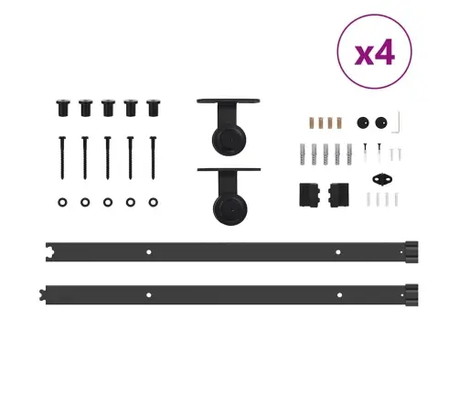 Bīdāmo Durvju Sistēma, 305 Cm, Melns Tērauds Vidaxl