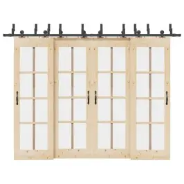 Bīdāmo Durvju Sistēma, 305 Cm, Melns Tērauds Vidaxl