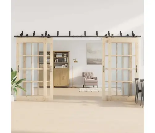 Bīdāmo Durvju Sistēma, 427 Cm, Melns Tērauds Vidaxl