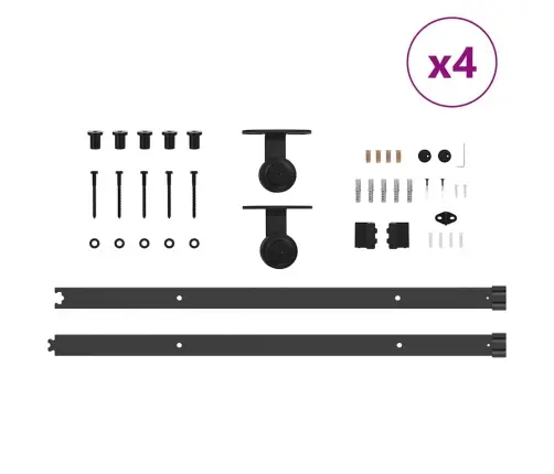 Bīdāmo Durvju Sistēma, 427 Cm, Melns Tērauds Vidaxl