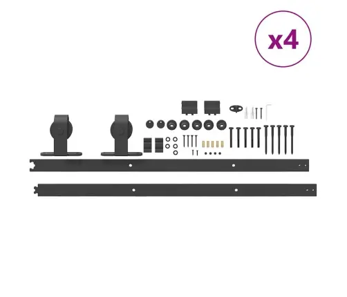 Bīdāmo Durvju Sistēma, 366 Cm, Melns Tērauds Vidaxl