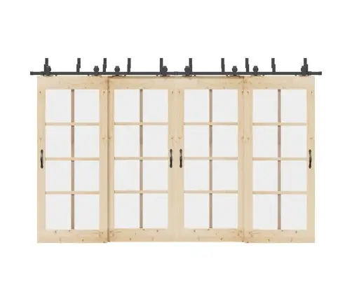 Bīdāmo Durvju Sistēma, 366 Cm, Melns Tērauds Vidaxl