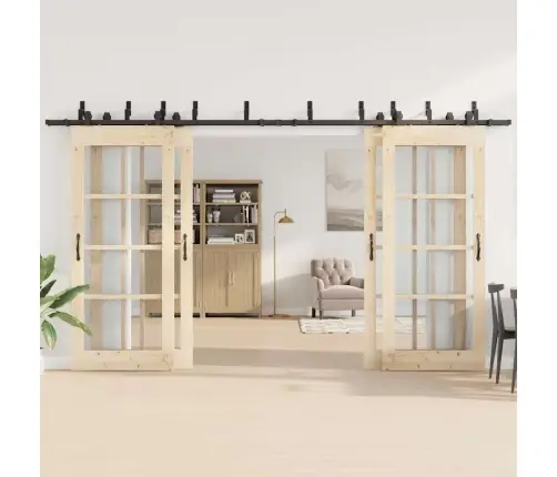 Bīdāmo Durvju Sistēma, 400 Cm, Melns Tērauds Vidaxl