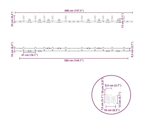 Bīdāmo Durvju Sistēma, 400 Cm, Melns Tērauds Vidaxl