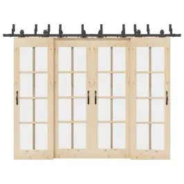 Bīdāmo Durvju Sistēma, 305 Cm, Melns Tērauds Vidaxl