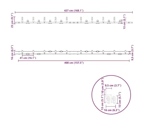 Bīdāmo Durvju Sistēma, 427 Cm, Melns Tērauds Vidaxl