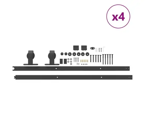 Bīdāmo Durvju Sistēma, 427 Cm, Melns Tērauds Vidaxl