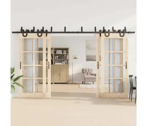 Bīdāmo Durvju Sistēma, 400 Cm, Melns Tērauds Vidaxl