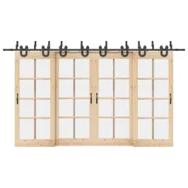 Bīdāmo Durvju Sistēma, 400 Cm, Melns Tērauds Vidaxl