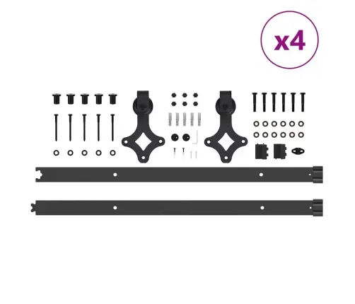 Bīdāmo Durvju Sistēma, 305 Cm, Melns Tērauds Vidaxl