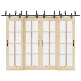 Bīdāmo Durvju Sistēma, 305 Cm, Melns Tērauds Vidaxl