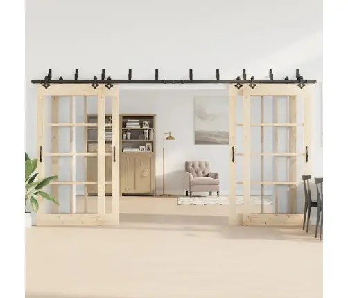 Bīdāmo Durvju Sistēma, 427 Cm, Melns Tērauds Vidaxl