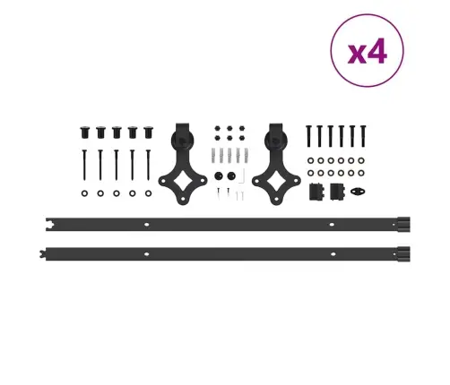 Bīdāmo Durvju Sistēma, 427 Cm, Melns Tērauds Vidaxl