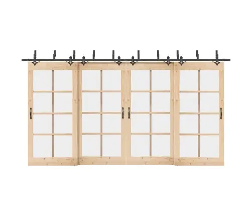 Bīdāmo Durvju Sistēma, 427 Cm, Melns Tērauds Vidaxl