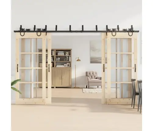 Bīdāmo Durvju Sistēma, 366 Cm, Melns Tērauds Vidaxl