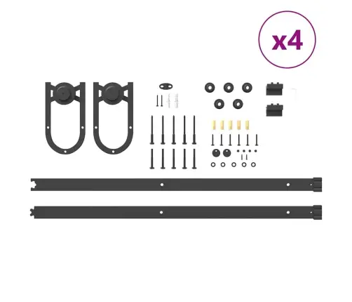 Bīdāmo Durvju Sistēma, 366 Cm, Melns Tērauds Vidaxl