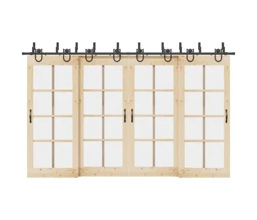 Bīdāmo Durvju Sistēma, 366 Cm, Melns Tērauds Vidaxl